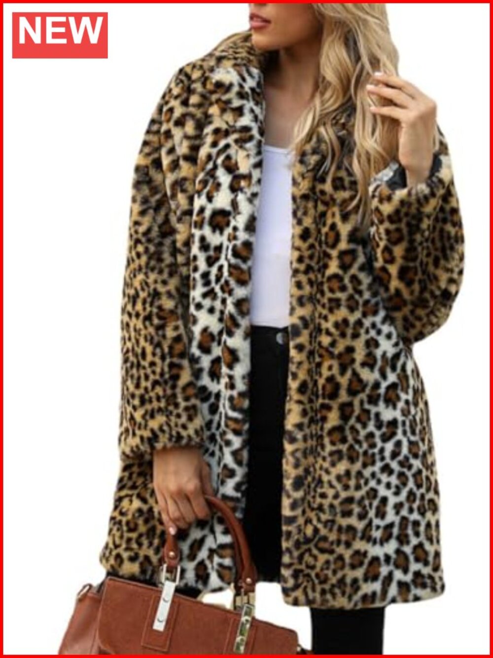 Womens Warm Lapel Faux Fur Winter Coat with Inner Lining Buttons